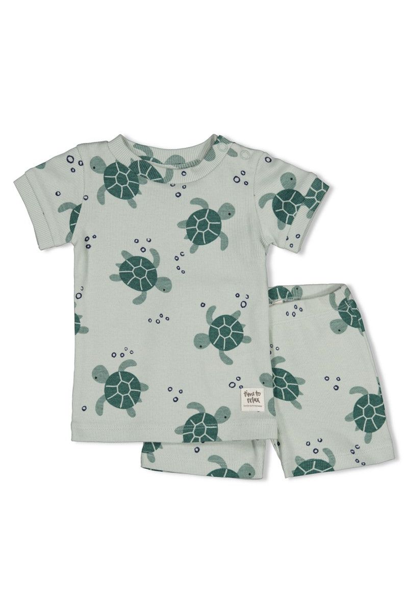 Feetje Shortama Timmy Turtle mint, babyshortama met schildpadprint